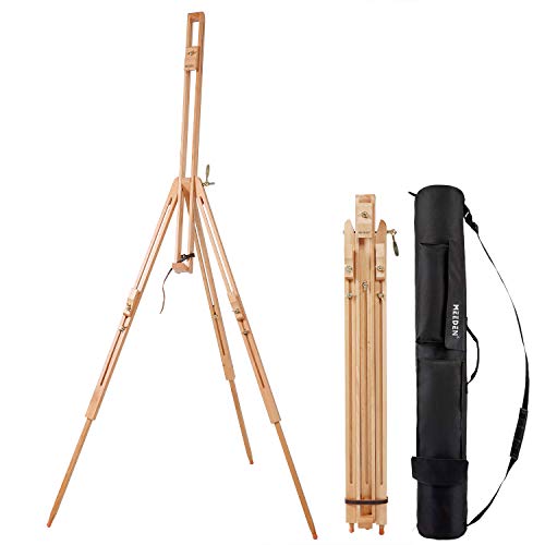 MEEDEN Tripod Field Painting Easel with Carrying Case - Solid Beech Wood Universal Tripod Easel Portable Painting Artist Easel, Perfect for Painters Students, Landscape Artists, Hold Canvas up to 34
