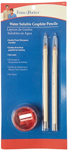 Fons & Porter 7800 Water Soluble Graphite Pencils and Sharpener, 2-Count , Gray