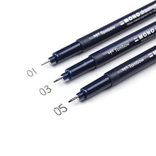 Load image into Gallery viewer, Tombow 66403 MONO Drawing Pen, 3-Pack. Create Precise, Detailed Drawings with Three Tip Sizes – 01, 03 and 05
