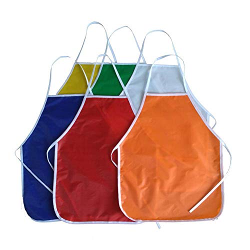 6 Pieces Children's Art Aprons Kids Art Smocks Children Painting Aprons Waterproof Kids Aprons No-Pocket for Painting Classroom