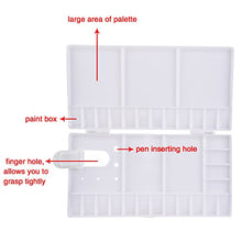 Load image into Gallery viewer, Shappy Watercolor Palette Folding Paint Tray Plastic Painting Pallet with 33 Compartments, Thumbhole and Brush Holders, White
