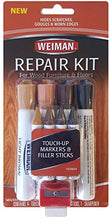 Load image into Gallery viewer, Weiman Wood Repair System Kit - 4 Filler Sticks 4 Touch Up Markers - Floor and Furniture Scratch Fix
