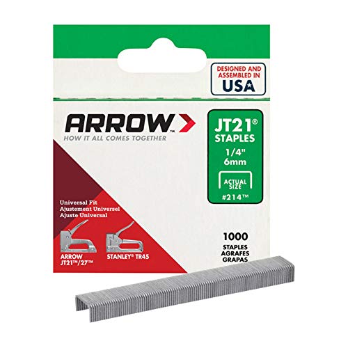Arrow Fastener 214 1/4in. JT21 Light Duty Staple, 1,000 Staples Per Pack (1)