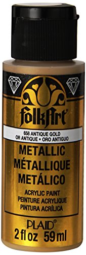 FolkArt Metallic Acrylic Paint in Assorted Colors (2 oz), 658, Antique Gold