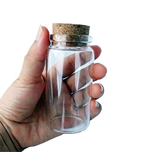 2pcs Empty Clear Glass Bottles Vials With Cork Stopper Storage Jars 47mm Bottle Diameter (47x90x33mm 100ml)
