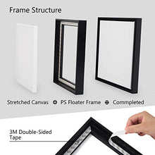 Load image into Gallery viewer, Picture Frame Set with Blank 8x10 Stretched Canvases with Floating Frames of 2 Pack, Studio Plastic Floater Frame for 2/3&#39;&#39; Deep Artwork &amp; Canvas Print, Tabletop or Wall Gallery Display, Black
