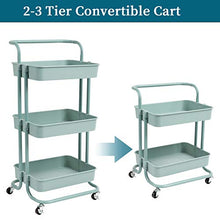 Load image into Gallery viewer, danpinera 3 Tier Rolling Utility Cart with Wheels and Handle Storage Organization Shelves for Kitchen, Bathroom, Office, Library, Coffee Bar Trolley Service Cart, Green
