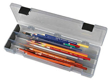 Load image into Gallery viewer, ArtBin 6900AB Utility, Art &amp; Craft Organizer, [1] Divided Storage Box for Pens, Pencils, Markers, Paint Brushes, etc, Translucent Charcoal, 12.38 by 4.875 by 1.75-Inch, Gray

