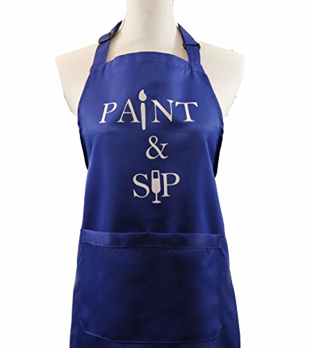 MeAnWe Wares Apron with Pockets - Paint and Sip Bib - Artist Painters Gift for Women, Men - Painting Smock Party Supplies, 1 Pcs