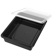 Load image into Gallery viewer, Storex Flat Storage Tray with Lid, Letter Size, 10 x 13 x 3 Inches, Black, 5-Pack (62535U05C)

