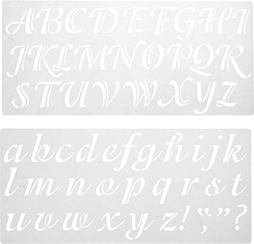 Darice 121724 Calligraphy Font Upper and Lower Case Alphabet Stencil, 2-Inch, 1 Set, Original Version