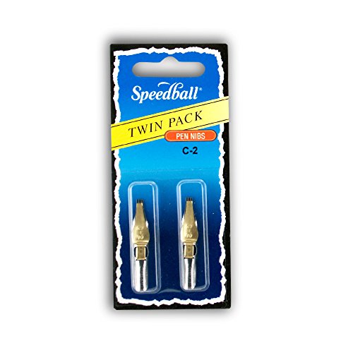 Speedball Lettering & Drawing Pen Nibs with Triple Reservoir Design, Flat Tip, C-2, Pack of 2 (009484)