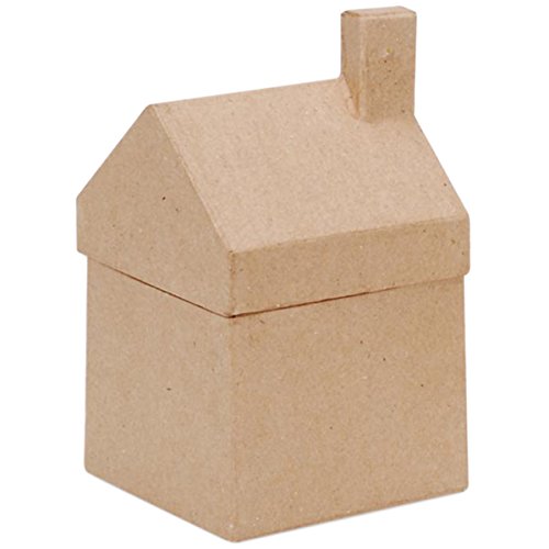 Paper Mache House Box - 3-1/2 x 6-1/4 x 3-5/8 in