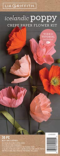 Lia Griffith Crepe Paper Flower Kit, Icelandic Poppy, Assorted Sizes, Assorted Colors, 30 Pieces