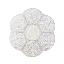 Load image into Gallery viewer, Approx 5600pcs Mixed Size DIY Half Pearl Bead Flat Back Plastic Craft Plastic Box (AB White)
