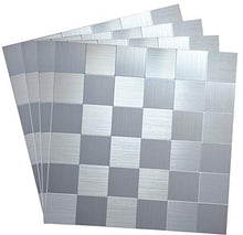 Load image into Gallery viewer, Crystiles Peel and Stick Mosaics Brushed Stainless Aluminum Wall Tile Backsplash Stick On Metal Tiles, 12&quot; X 12&quot;, Item #61212620, 4-Pack
