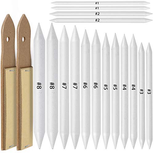 LEOBRO 16 Pcs Blending Stumps and Tortillions Set Sketch Drawing Tools with 2 Pcs Sandpaper Pencil Pointer Shipping by FBA