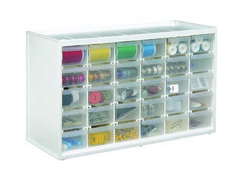 ArtBin 6830PC Store Wall Mountable Storage Cabinet with 30 Drawers, Art & Craft Organizer, Clear/White, 0
