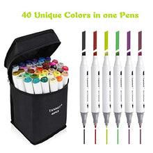 Load image into Gallery viewer, Tanmit Marker Pens Dual Tips Permanent Art Markers for Kids, Highlighter Pen Set for Adult Coloring Drawing Sketching Highlighting and Underlining (Carrying Case &amp; 40 Colors)
