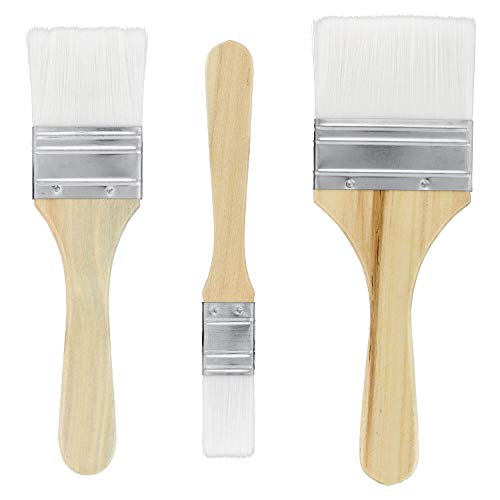 US Art Supply 3 Pack of Variety Size Synthetic Bristle Paint, Chip and Utility Paint Brushes for Paint, Stains, Varnishes, Glues, and Gesso