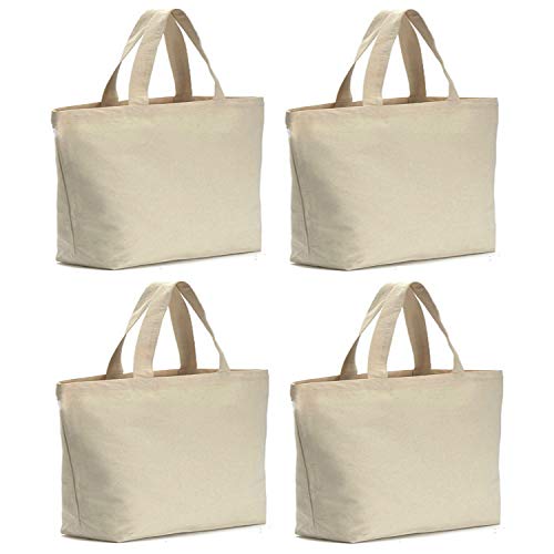 Axe Sickle 4PCS Canvas Tote Bag Bottom Gusset 14 X 14 X 5 inch Heavy 12oz Tote Shopping Bag, Washable Grocery Tote Bag, Craft Canvas Bag with Handle, White.