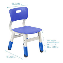 Load image into Gallery viewer, ECR4Kids Resin Adjustable Classroom Chairs, Plastic Indoor Kids Seating for Schools, Daycares, Homes, Adjustable Seat Height, Cornflower Blue (2-Pack)
