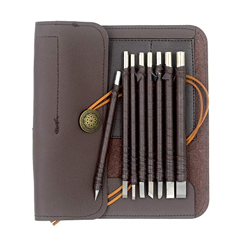 DGOL 8pcs Tungsten Steel Soft Limestone and SlateStone Alabaster Carving Kit Engraving Carve Cutting Blade Chisel Tool Set for Stone Seal Graver