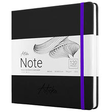 Load image into Gallery viewer, Articka Note Hardcover Sketchbook – Square Hardbound Sketch Journal – 8 x 8 Inch Art Book – 120 Pages with Elastic Closure – 180GSM High Quality Paper – Ideal for Pencils, Graphite, Charcoal, Pen
