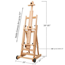 Load image into Gallery viewer, MEEDEN Versatile Studio H-Frame Easel - All Media Adjustable Beech Wood Studio Easel, Painting Floor Easel Stand, Movable and Tilting Flat Available, Holds Canvas Art up to 77&quot;
