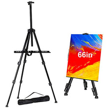 Load image into Gallery viewer, FUDESY Easel Stand,66&quot; Aluminum Metal Display Easel Artist Easel Tripod with Portable Bag Adjustable Height from 21&quot; to 66&quot; for Table-Top/Floor Painting,Displaying,Drawing
