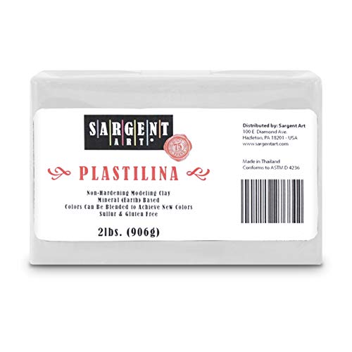 Sargent Art Plastilina Modeling Clay, 2-Pound, White (Packaging may vary)