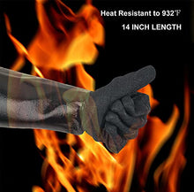 Load image into Gallery viewer, TUNGTAR BBQ Heat Resistant Gloves 14inch 932℉, Heat Resistant-Oven, Smoker, BBQ Grill, Cooking Barbecue Gloves for Handling Heat Food on The Your Fryer, Grill, Waterproof, Fireproof
