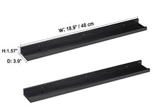 Load image into Gallery viewer, O&amp;K FURNITURE Set of 2 Black Picture Ledge Diaplay Wall Shelf, 18.9&quot; Length
