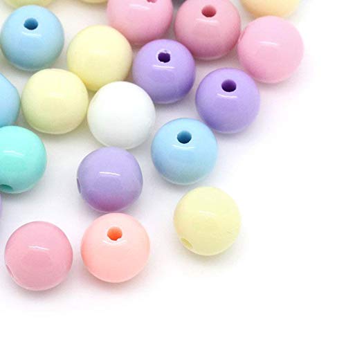 600 Pastel Acrylic Beads Round Assorted Pastel Colors 8mm or 3/8 Inch Diameter with 1.6mm Hole