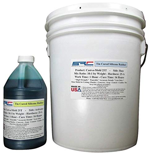 Cast-A-Mold 25T Rtv - Liquid Silicone Mold Making Rubber for Casting Resins, Epoxy and Polyurethane - 5 Gallon