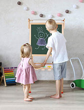 Load image into Gallery viewer, YOHOOLYO Kids Wooden Art Easel with Paper Roll, Double Sided Whiteboard Chalkboard Children Easel,Adjustable Height Magnetic Dry Easel Drawing with Kids Art Easel Playset for Boys Girls Gifts
