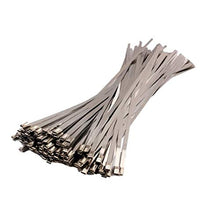 Load image into Gallery viewer, Amgate 100pcs 5.9 Inches Stainless Steel Cable Zip Ties Exhaust Wrap Coated Locking
