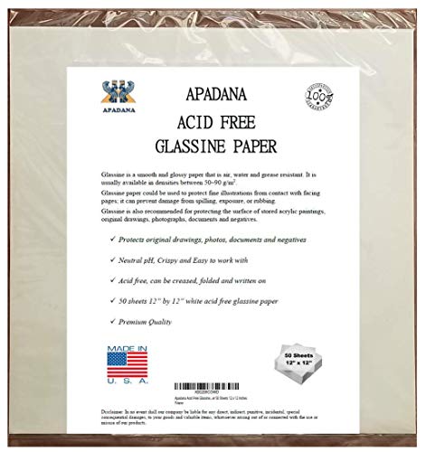 Apadana Acid Free Glassine Paper 50 Sheets 12 x 12 Inches