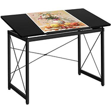 Load image into Gallery viewer, YAHEETECH 47&quot;x 24&quot; Drafting Table Drawing/Crafting Table/Desk Art Desk for Artists Tilting Tabletop Basic Drawing Painting Writing Station Studying Desk with Adjustable Tabletop &amp; Pencil Ledge Black
