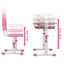 Load image into Gallery viewer, POTBY Kids Desk and Chair Set, Height Adjustable Children Study Table Students Interactive Workstation, with Wood Tiltable Anti-Reflective Tabletop and Pull-Out Drawer for School Boys &amp; Girls (Pink)
