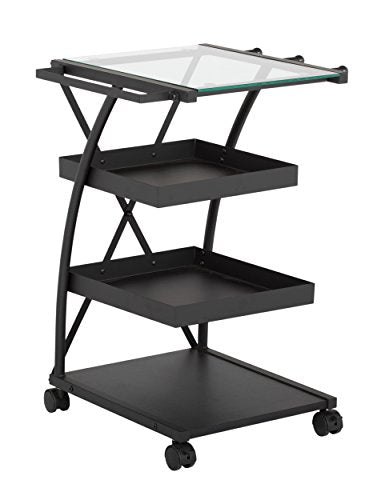SD STUDIO DESIGNS Modern Triflex Mobile Storage Taboret for Arts and Crafts, Charcoal/Clear Glass
