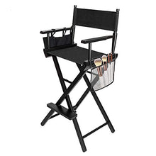 Load image into Gallery viewer, mefeir 31&quot; Height Tall Director Chair Folding Artist Makeup with Replacement Cover, Storage Side Bags, Portable Footrest, Support 250 lbs,Solid Hardwood &amp; Polyester Black
