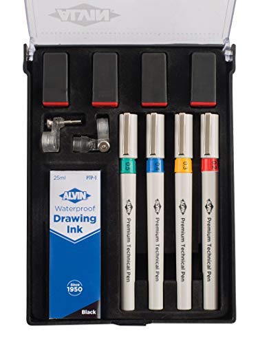 Alvin, PTP04SET, Assorted Premium Technical Pens - Set of 4