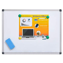 Load image into Gallery viewer, Welmors Office Magnetic White Board, Small Dry Erase Board 12&#39;&#39; x 16&#39;&#39;, Aluminium Frame White Board with 4 Magnets, 1 Eraser, 2 Pens. (12x16 inch)
