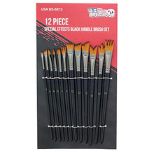 Load image into Gallery viewer, U.S. Art Supply 12 Piece Special Effects Artist Paint Brush Set - Professional Taklon Synthetic FX Brushes, Ribbon, Muti-Liner, Angular - Create Grass, Hair, Fur - Watercolor, Acrylic, Gouache, Oil
