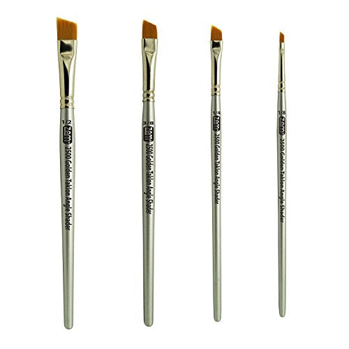 ZEM Brush Golden Taklon Angle Shaders Brush Set Sizes 1/8