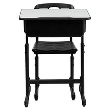 Load image into Gallery viewer, Flash Furniture Adjustable Height Student Desk and Chair with Black Pedestal Frame
