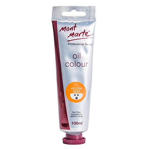 Mont Marte Premium Oil Paint, 100ml (3.4oz), Yellow Deep, Good Coverage, Excellent Tinting Strength