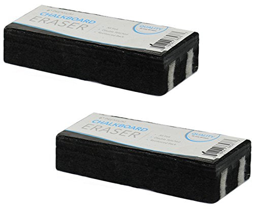 Traditional Chalkboard Eraser, All Felt 6 Inch Premium Quality Chalk Eraser, Set of 2 (2 Pack)