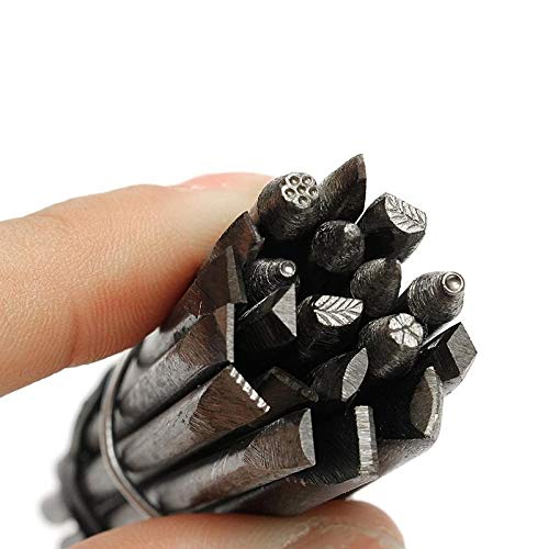 rackerose Practical 20pcs 4mm Steel Punches Flower Punch Stamp Set Jewelry Metal Stamping DIY Tool(Multi-Color,one Size)